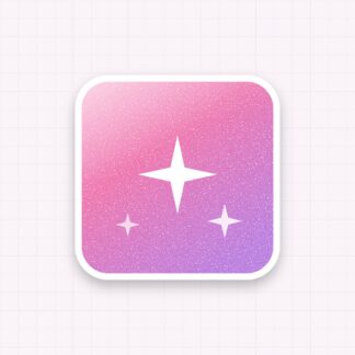 Sticker carré à paillettes rose et violet, finition scintillante